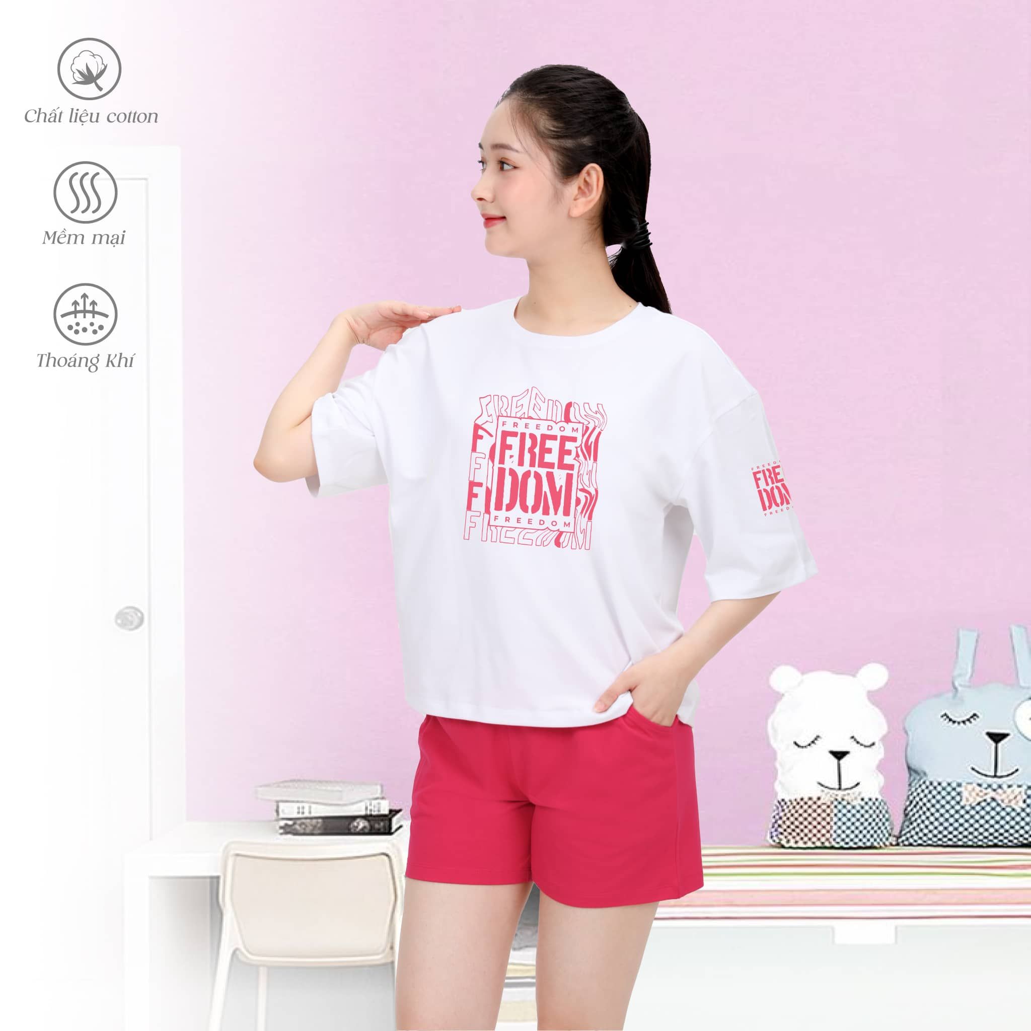 Set đồ bộ nữ kiểu quần đùi tay ngắn chất cotton siêu mát 195p 2051