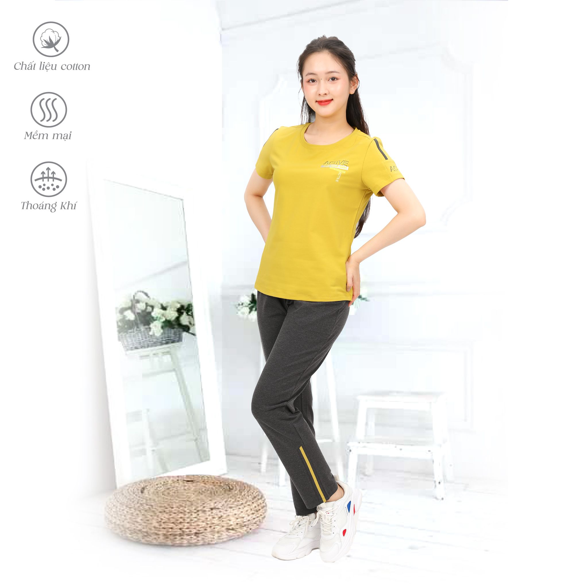 Set đồ bộ nữ kiểu quần dài tay ngắn 193p 6017