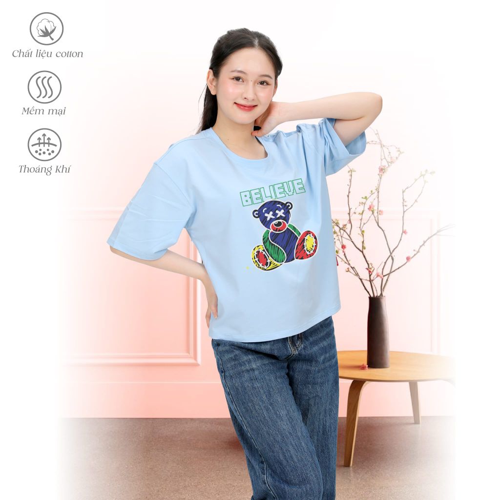 Áo thun nữ form vuông chất liệu Cotton cao cấp 190p 1243