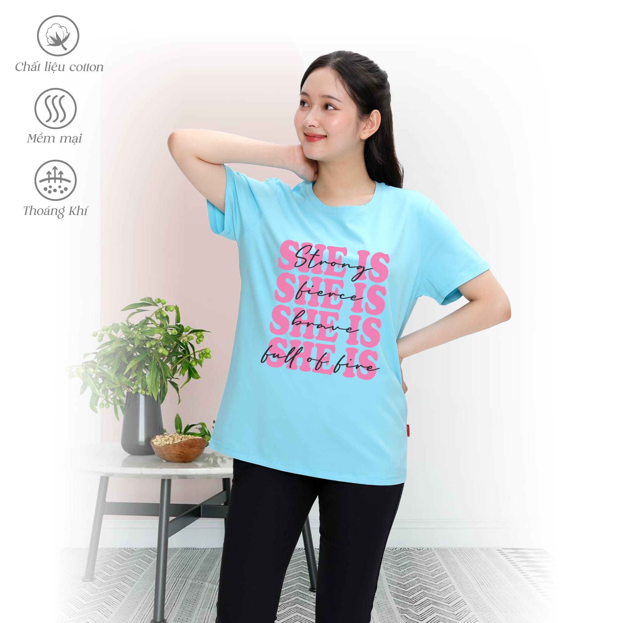 Áo thun nữ form rộng chất cotton siêu mát 020p 0304