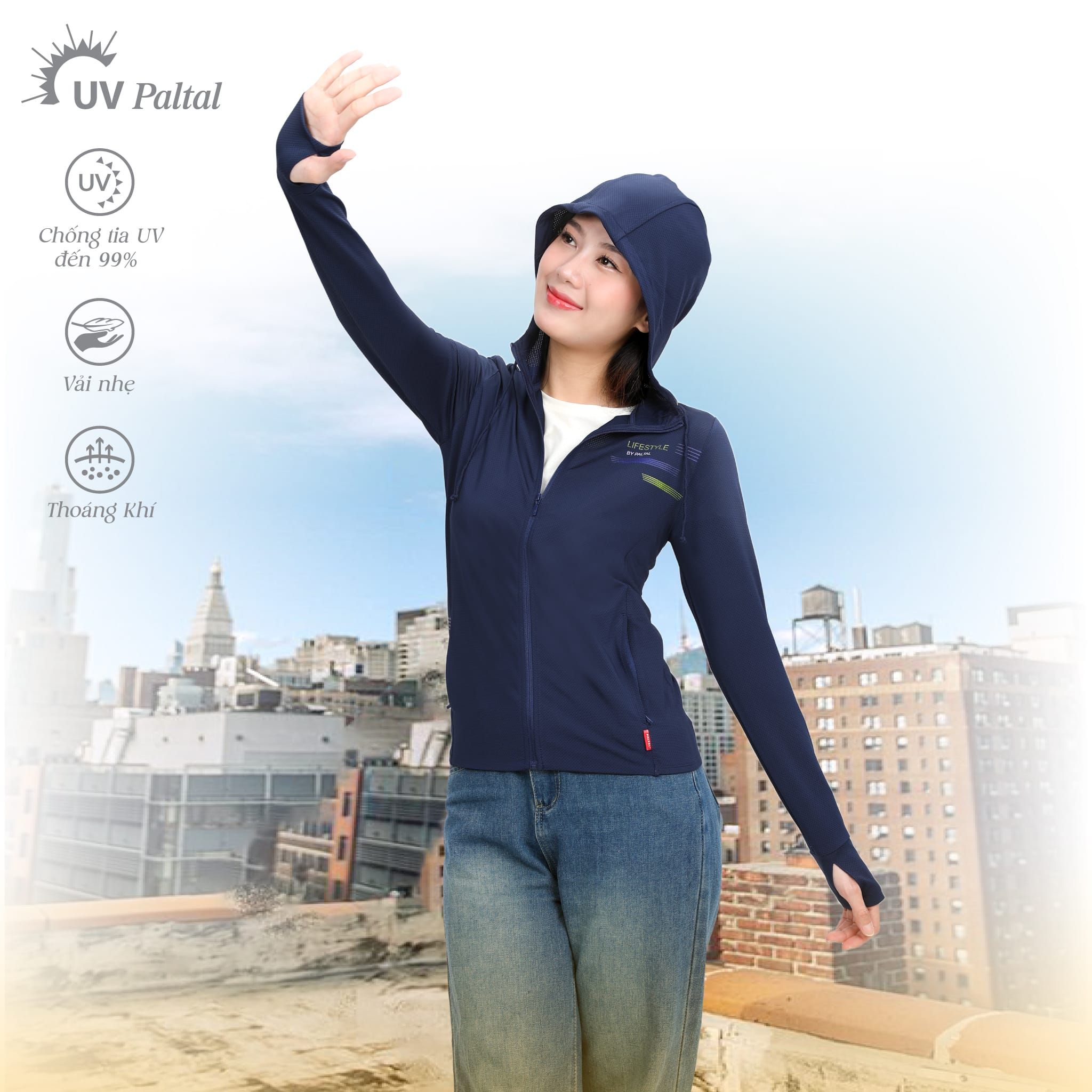 ..Áo khoác nữ chống nắng, chống UV chất poly thái 311p 1291