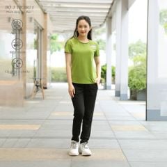 Set đồ bộ nữ kiểu quần dài tay ngắn chất nhung lạnh 153p 6004