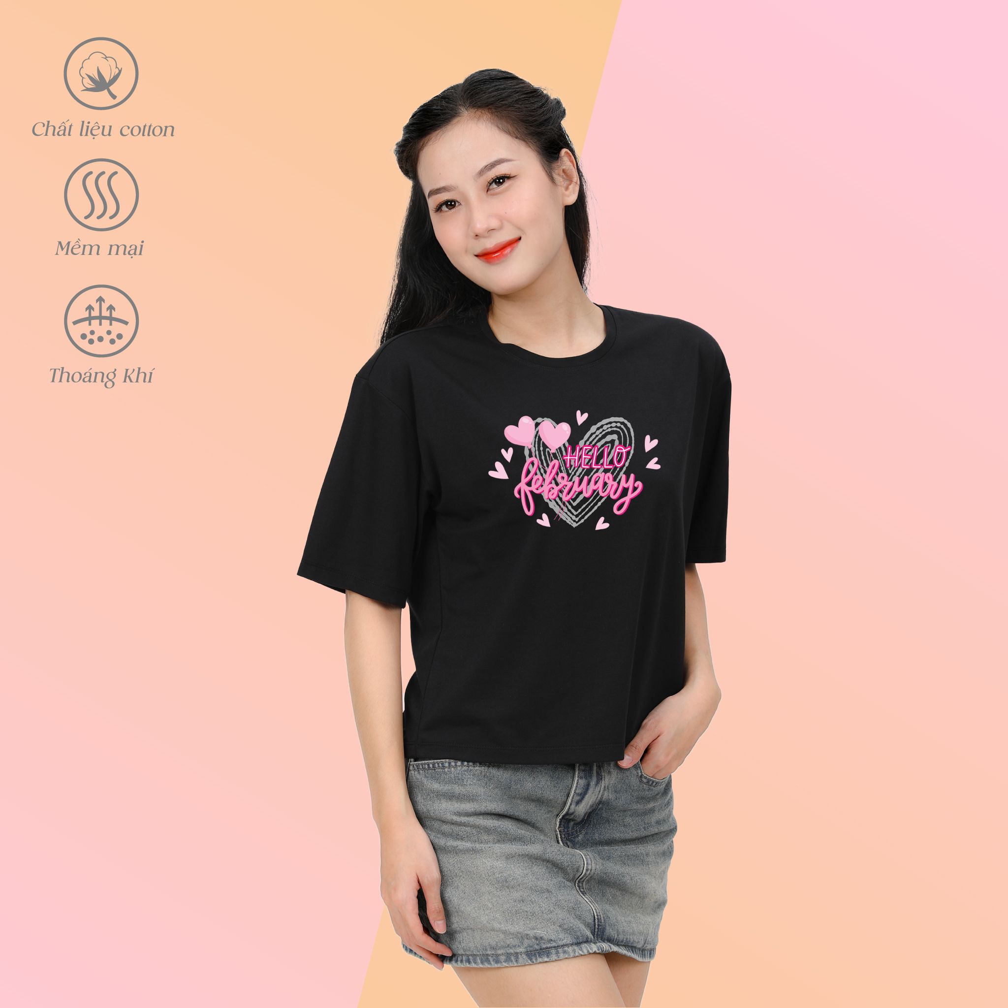 Áo thun nữ phom vuông chất cotton siêu mát 190p 0297