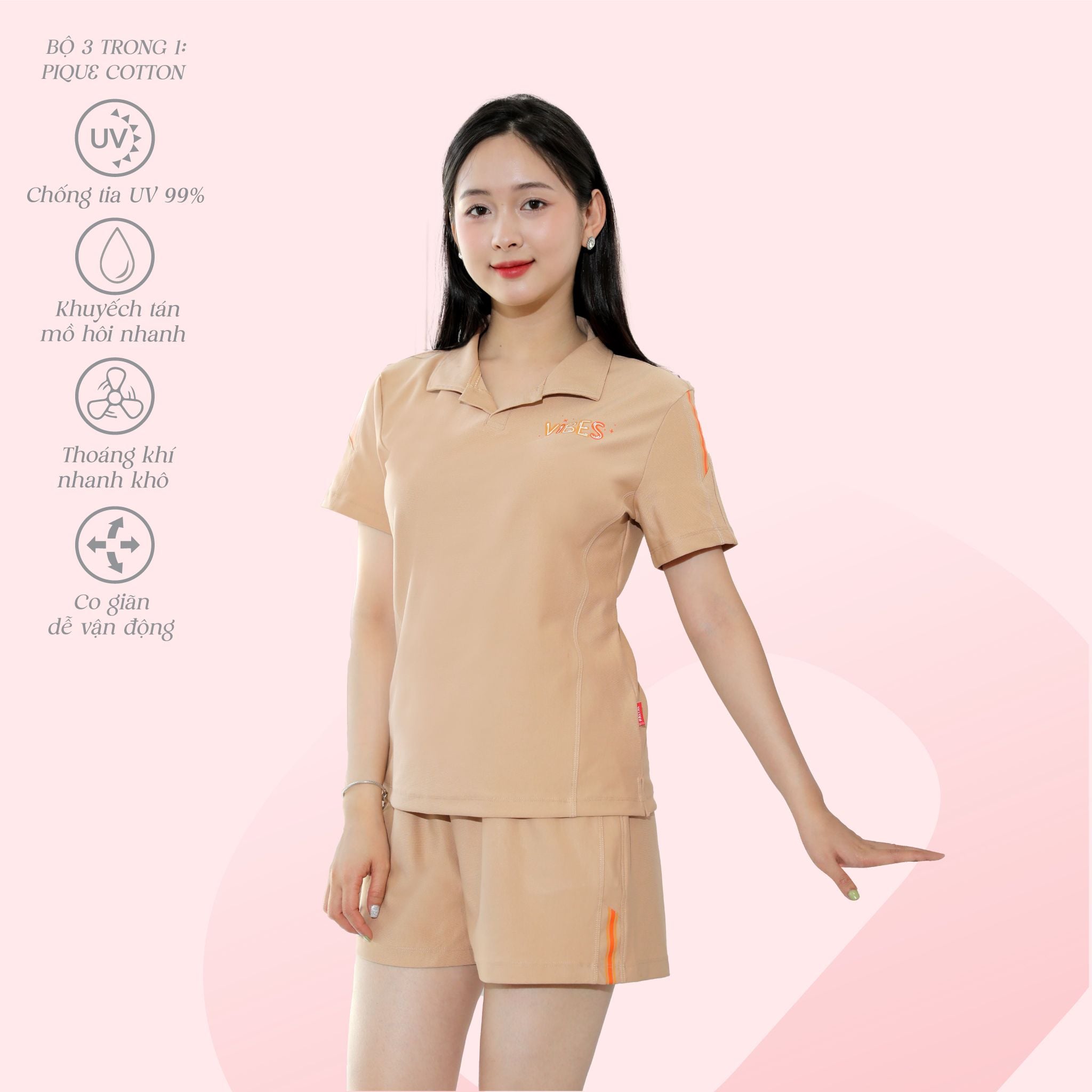 Set đồ bộ nữ kiểu quần đùi nữ kiểu quần đùi tay ngắn chất pique 525p 5202