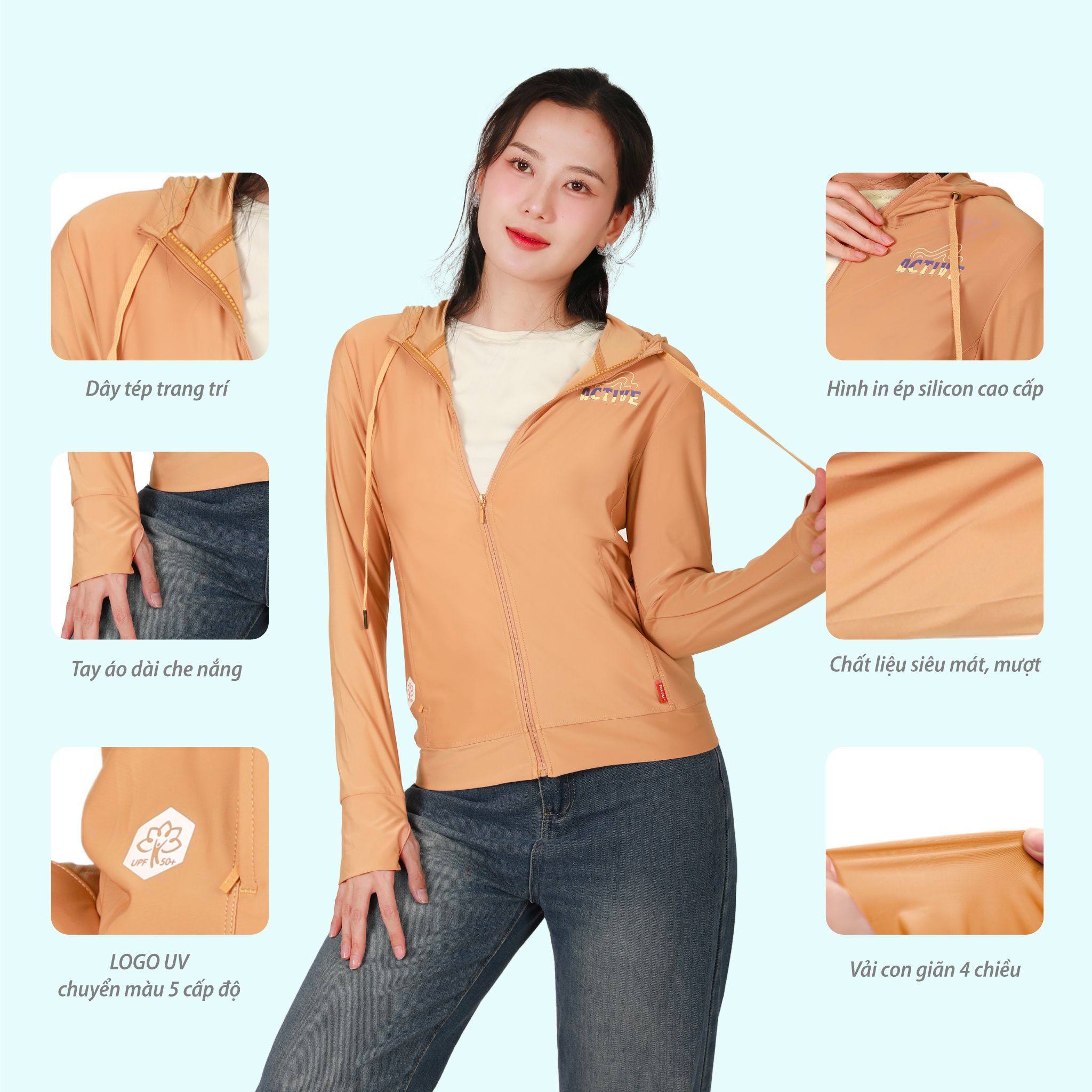BST Áo khoác nữ chống nắng, chống UV chất nhung lạnh siêu bền 151p 1302 / 1259 / 1056 / 1325