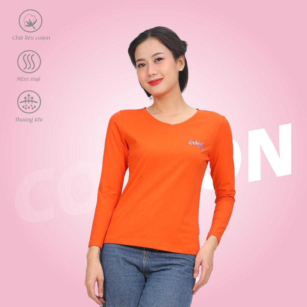 Áo thun nữ tay dài Cổ Tim chất cotton siêu mát 020p 0271