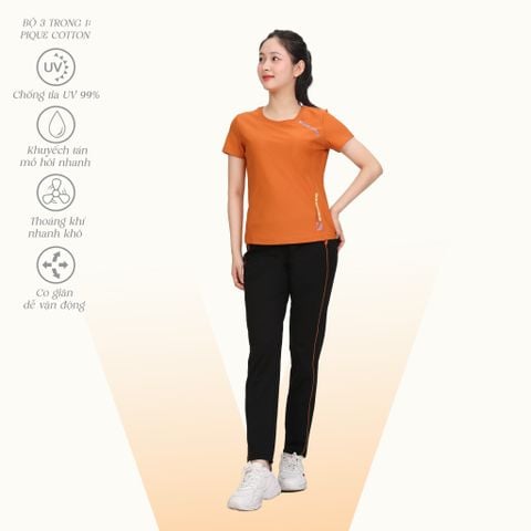 Set đồ bộ nữ kiểu quần dài tay ngắn chất pique 523p 3382