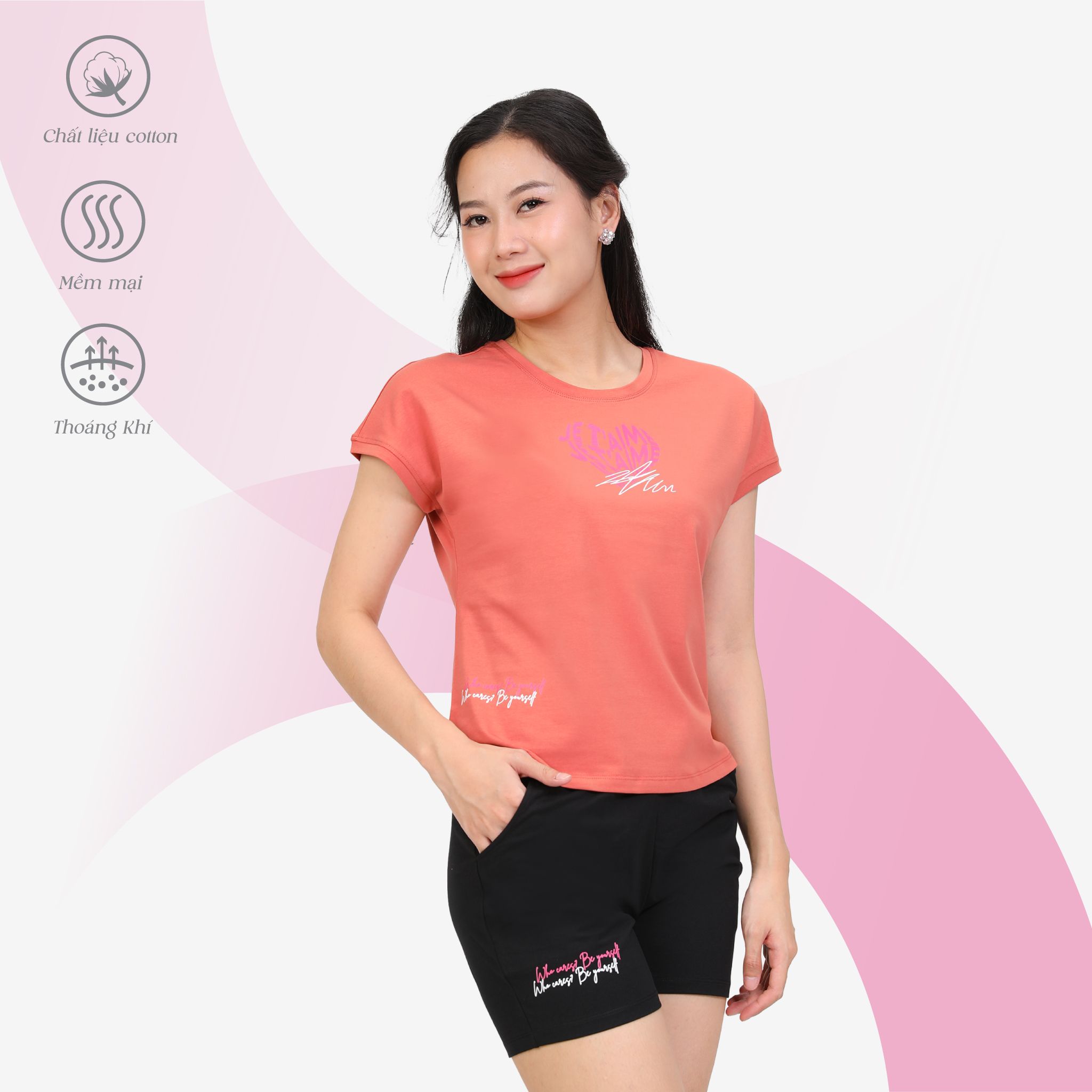 Set đồ bộ nữ kiểu quần đùi tay liền chất cotton siêu mát 025p 5205