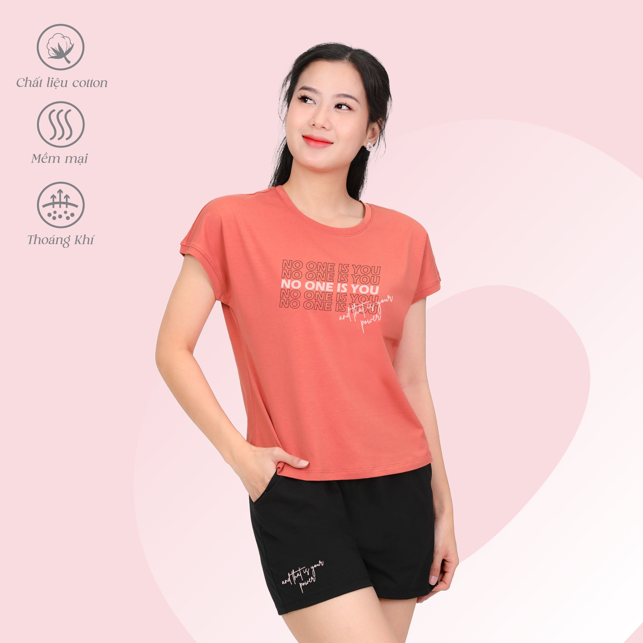 Set đồ bộ nữ kiểu quần đùi tay liền chất cotton siêu mát 025p 5221