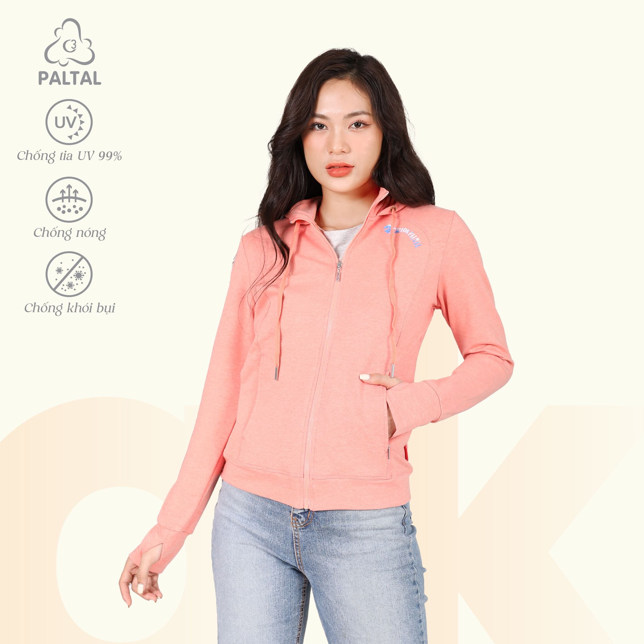 Áo khoác nữ chống nắng, chống UV chất vảy cá cotton cvc mát 401p 1114