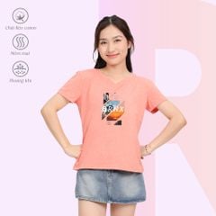 Áo thun nữ tay ngắn Form Suông Cổ Tim chất cotton siêu mát 190p 0323