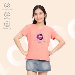 Áo thun nữ tay ngắn Form Suông Cổ Tim chất cotton siêu mát 190p 0324