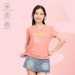 Áo thun nữ tay ngắn Form Suông Cổ Tim chất cotton siêu mát 190p 0325