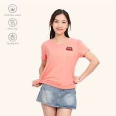Áo thun nữ tay ngắn Form Suông Cổ Tim chất cotton siêu mát 190p 0337