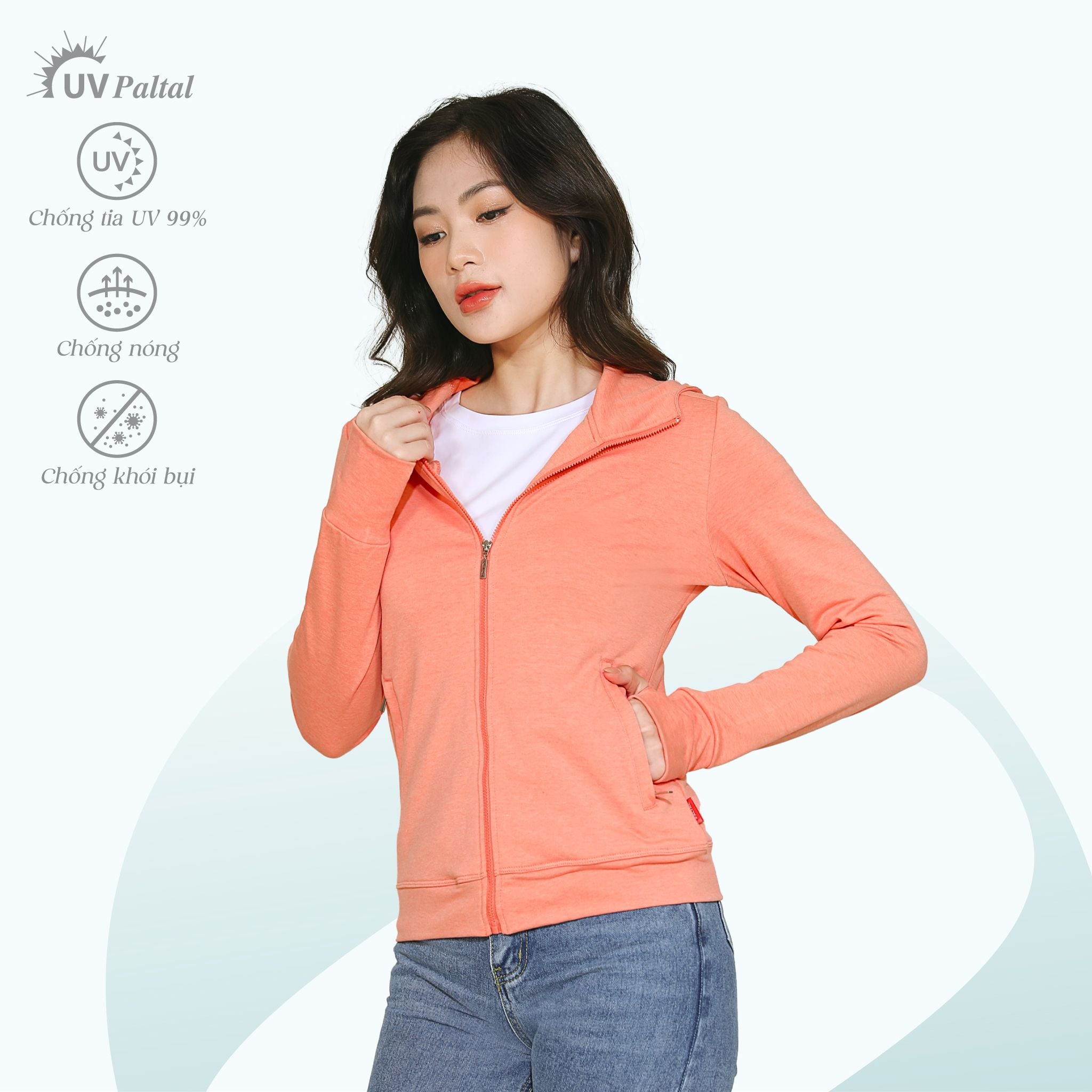 Áo khoác chống nắng, chống UV có nón chất liệu Vảy cá cao cấp 431p 1341