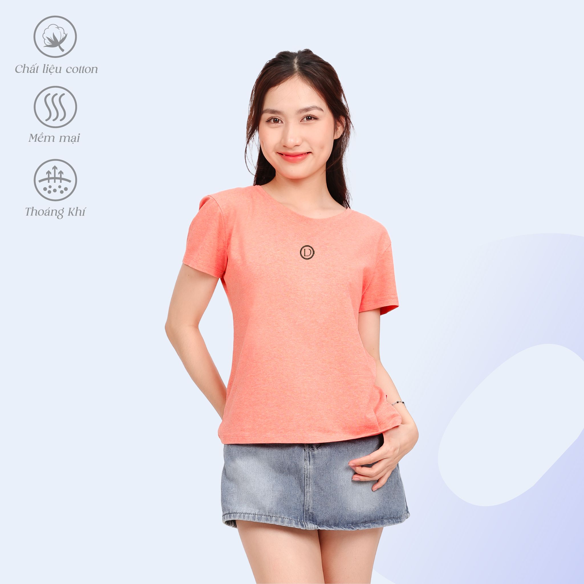Áo thun nữ form suông cổ tròn tay ngắn chất cotton siêu mát 190p 0355