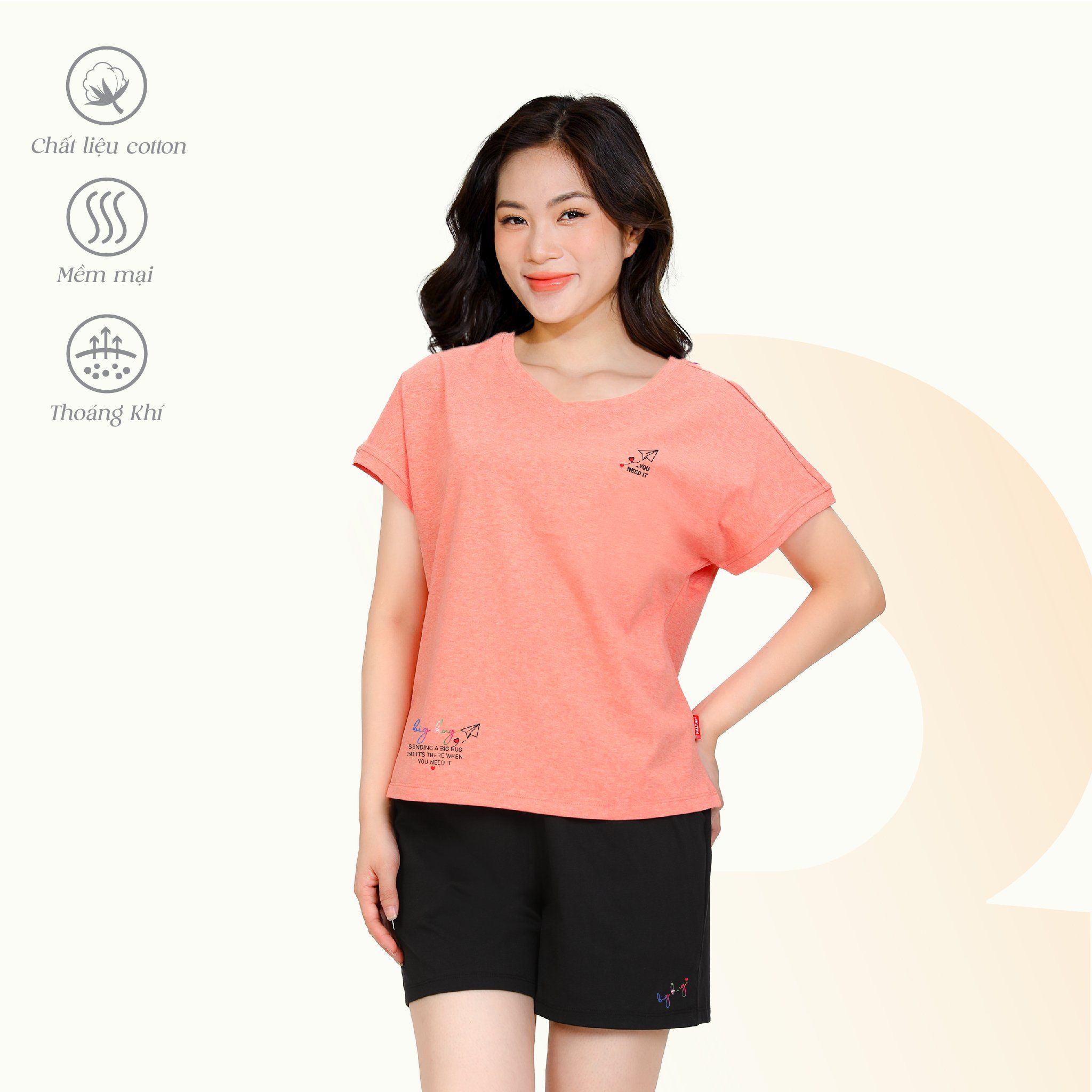 Set đồ bộ nữ kiểu quần đùi tay ngắn chất cotton siêu mát 195p 5235
