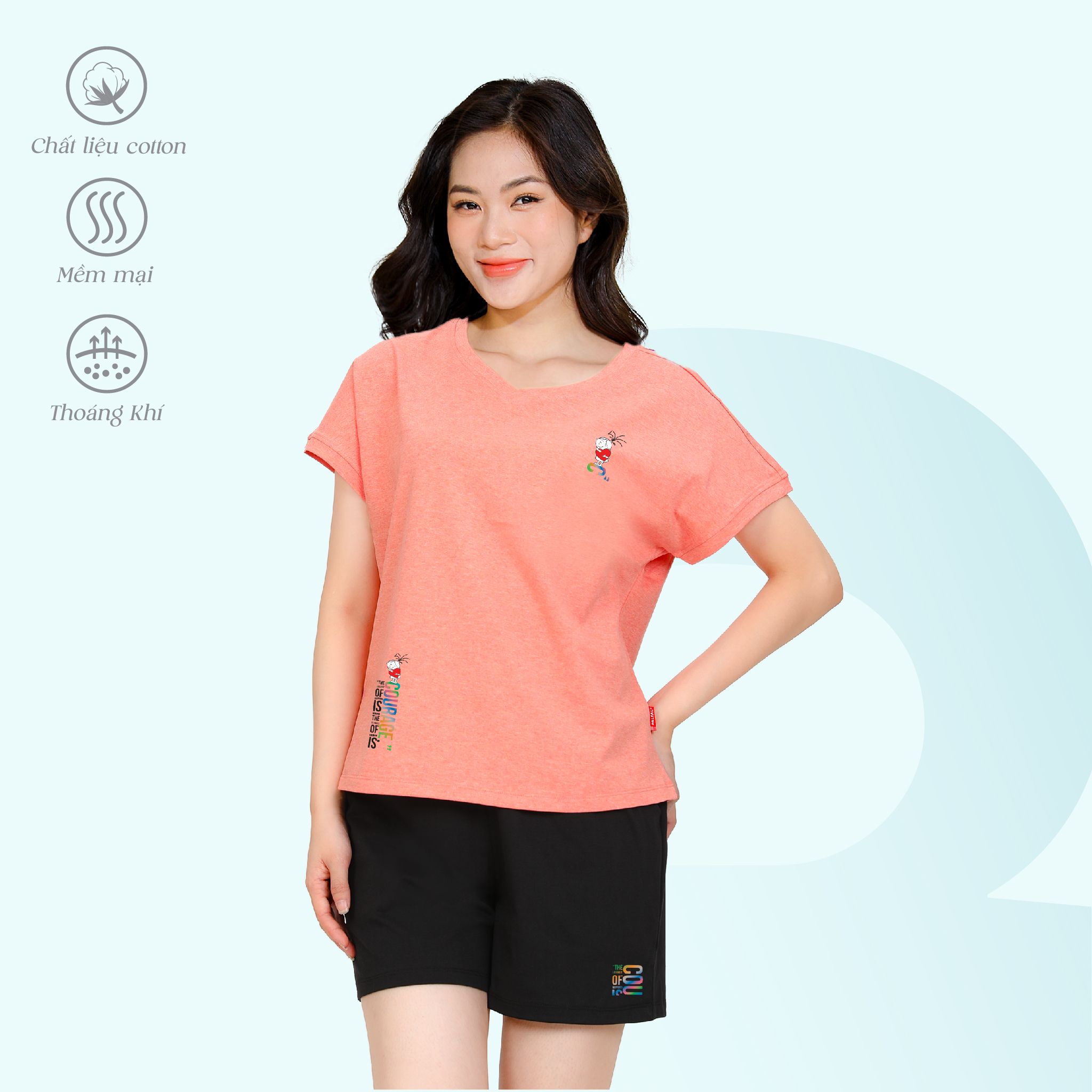 Set đồ bộ nữ kiểu quần đùi tay ngắn chất cotton siêu mát 195p 5236