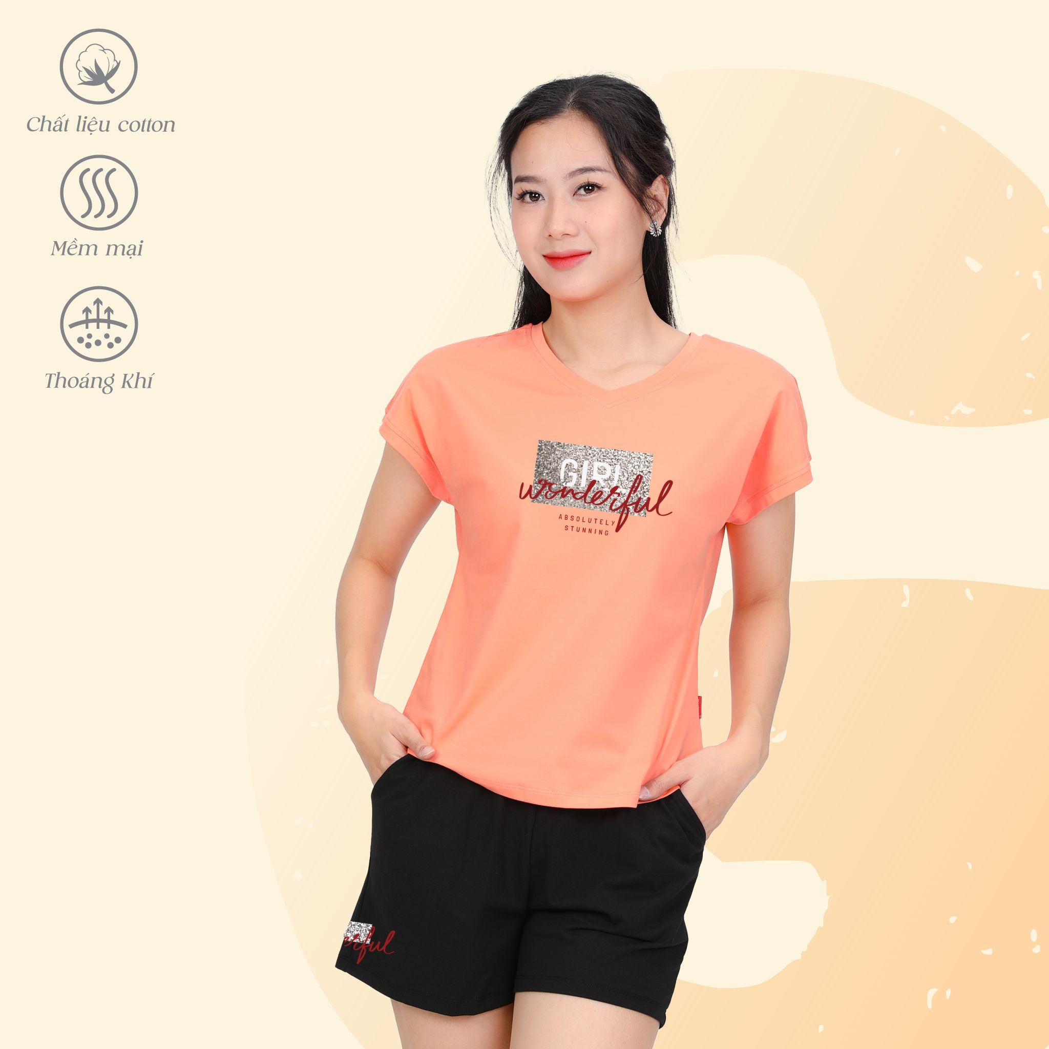 Set đồ bộ nữ kiểu quần đùi tay liền chất cotton siêu mát 025p 5220