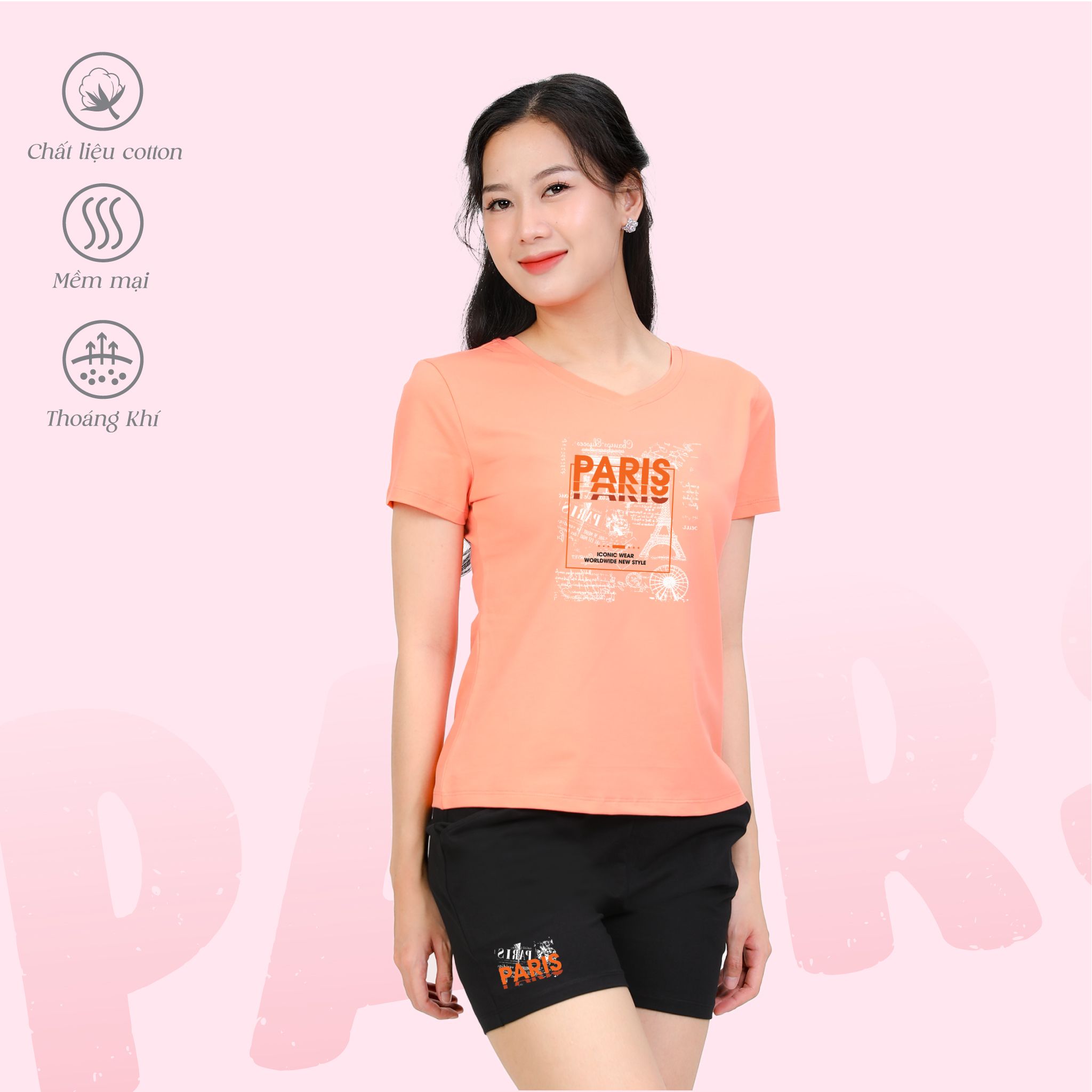 Set đồ bộ nữ kiểu quần đùi tay liền chất cotton siêu mát 025p 5222