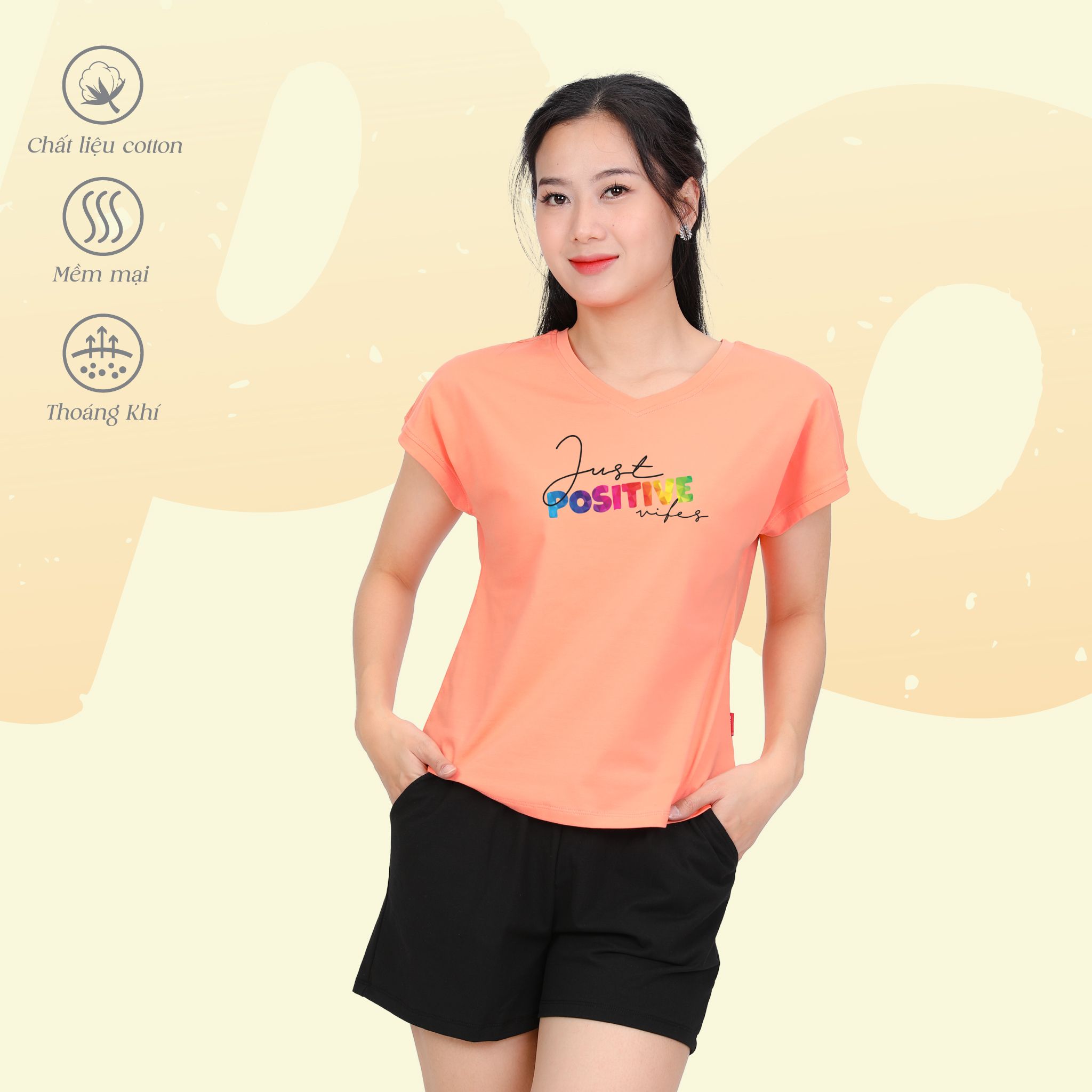 Set đồ bộ nữ kiểu quần đùi tay liền chất cotton siêu mát 025p 5223
