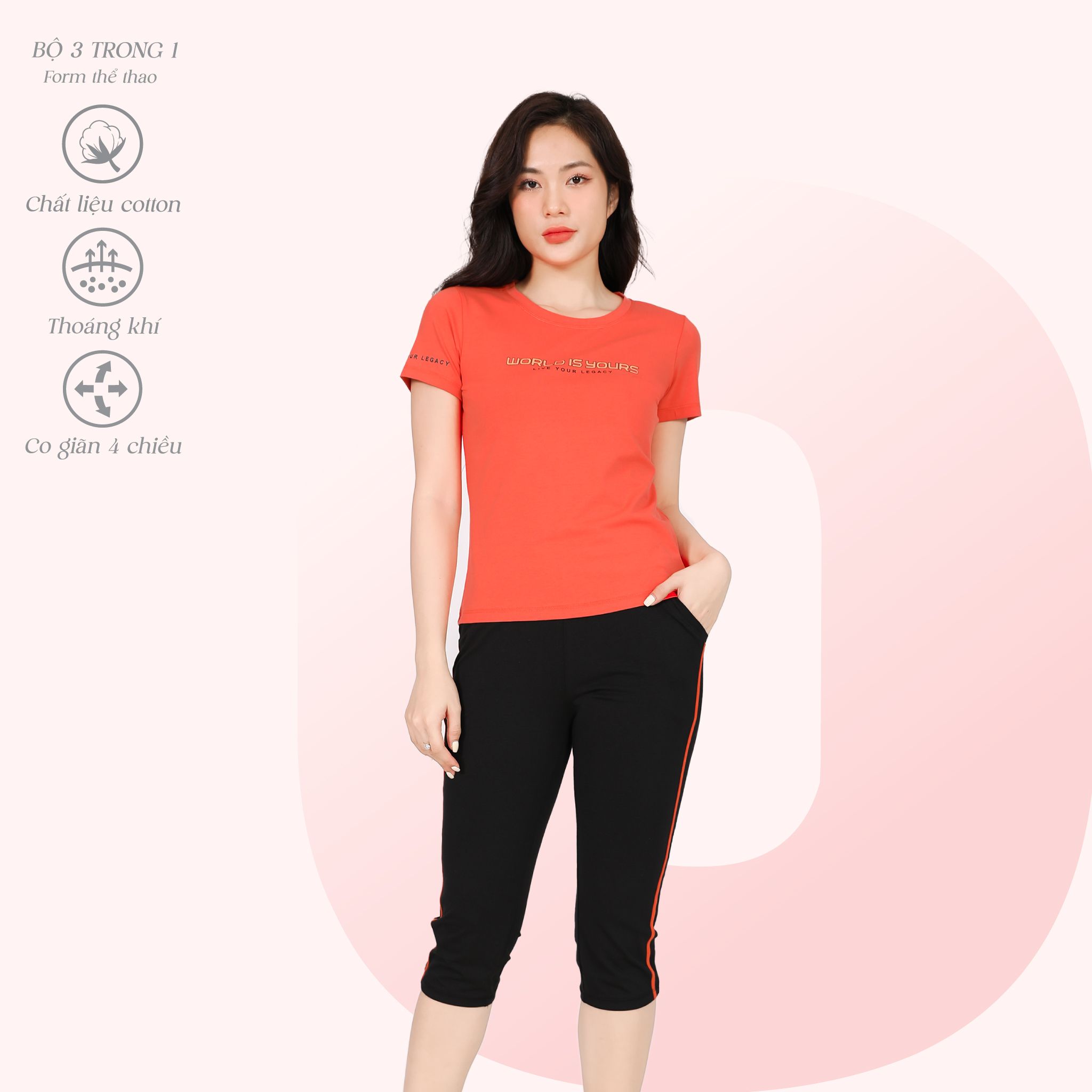 Set đồ bộ nữ kiểu quần lửng tay ngắn chất cotton siêu mát 024p 4312