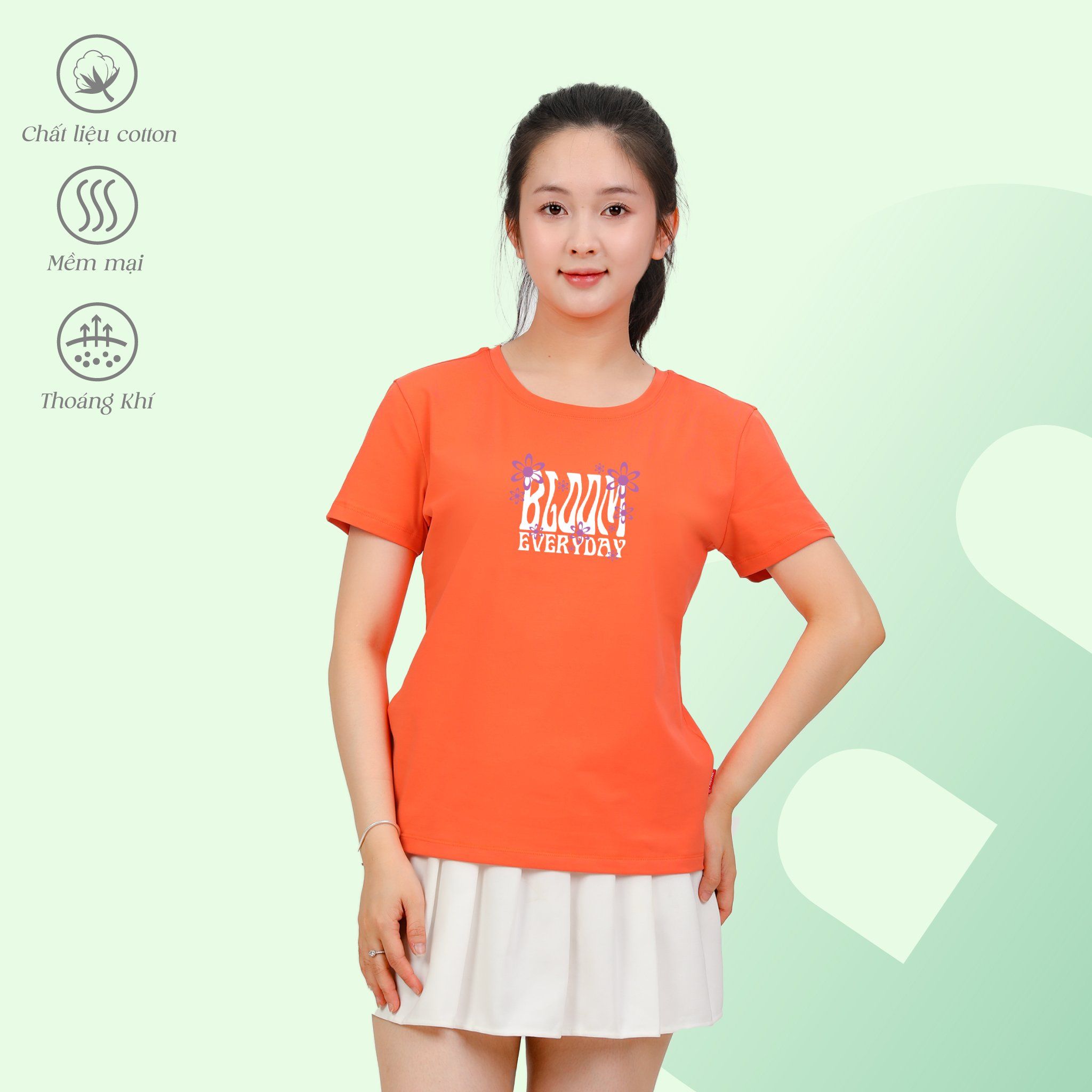 Áo thun nữ tay ngắn Cổ Tròn Form Suông chất cotton siêu mát 020p 0316