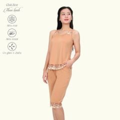 Set đồ bộ nữ kiểu siêu bền kiểu quần lửng không tay chất thun lạnh 014p 7030
