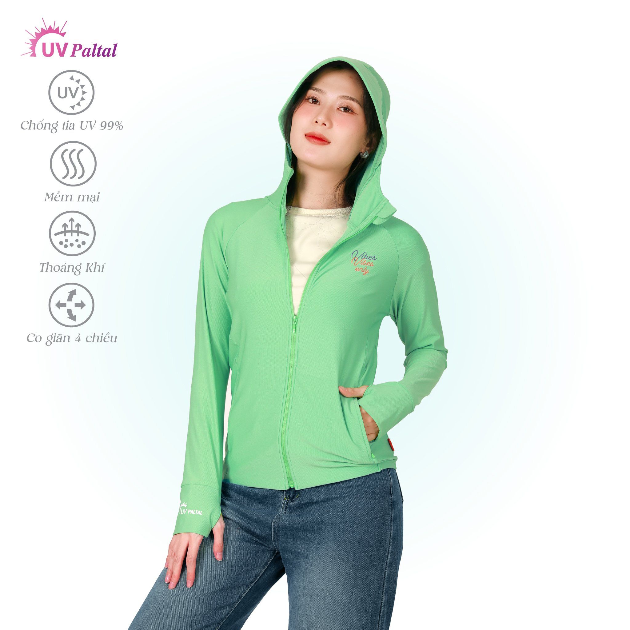 BST Áo khoác nữ chống nắng, chống UV chất poly cát mỏng nhẹ  311p 1247 / 1250 / 1274 / 1296