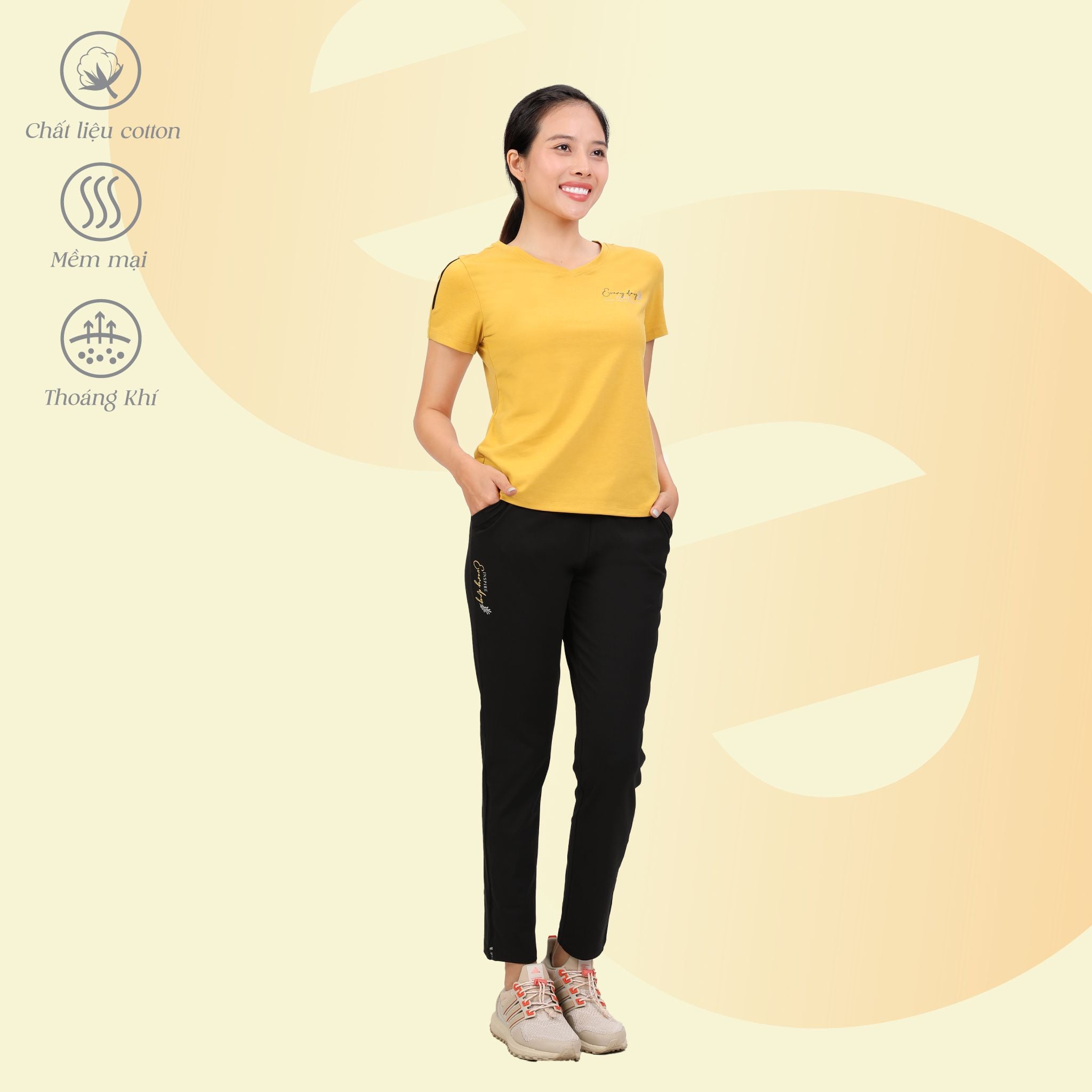 Set đồ bộ nữ kiểu quần dài tay ngắn Cổ Tim chất cotton cvc mát chất melan 193p 3392