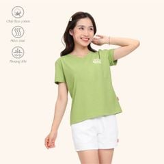 Áo thun nữ tay ngắn Form Suông Cổ Tim chất cotton siêu mát 190p 0337