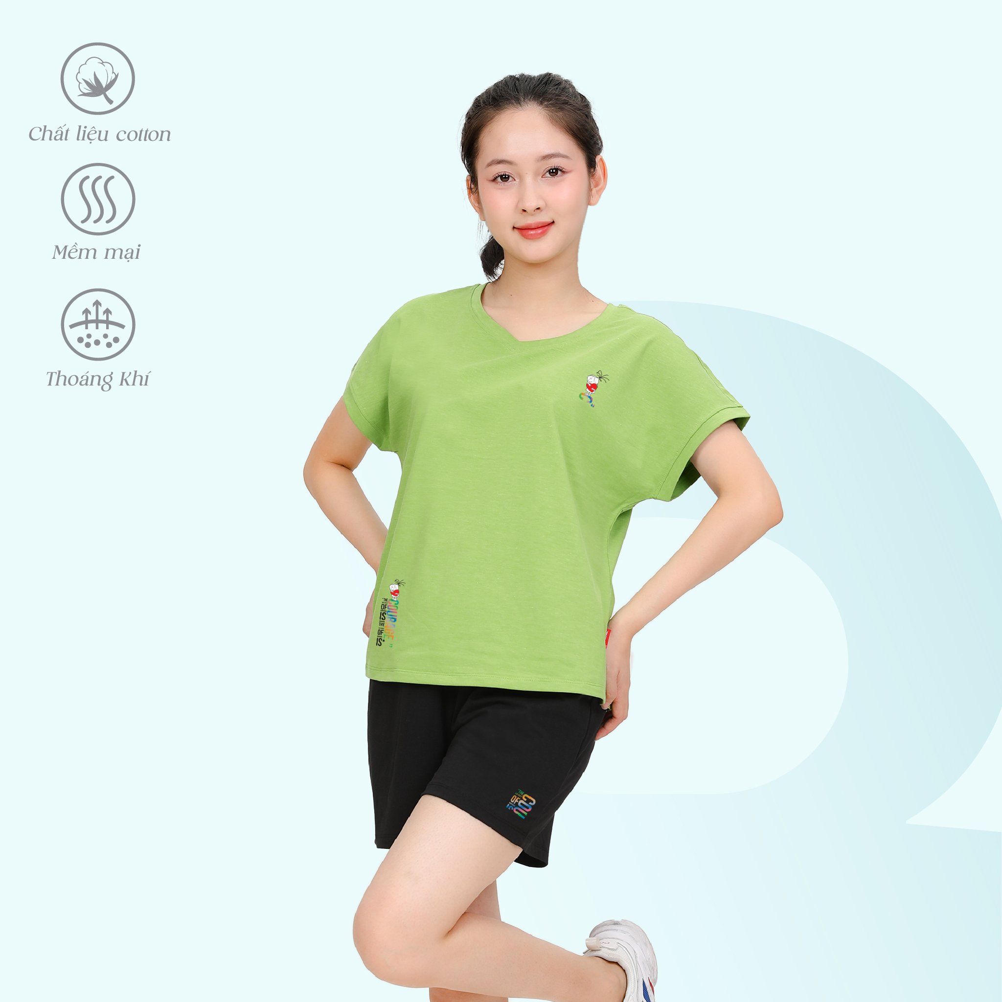 Set đồ bộ nữ kiểu quần đùi tay ngắn chất cotton siêu mát 195p 5236