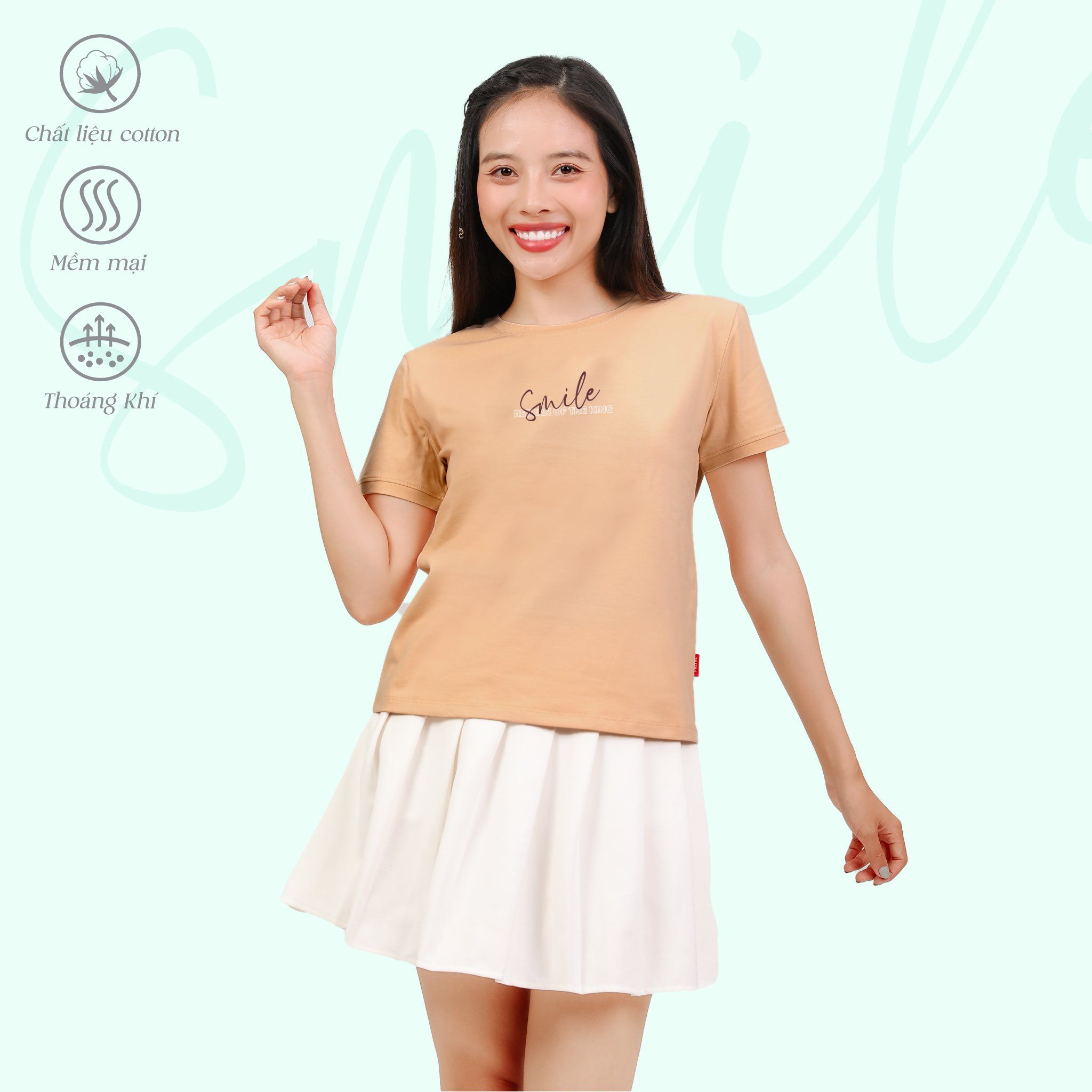 Áo Thun Tay Ngắn Cổ Tròn Form cơ bản Cotton 020p 0340