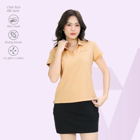 Áo thun nữ tay ngắn cổ polo form suông chất silk kim cương siêu mát 610p 0347