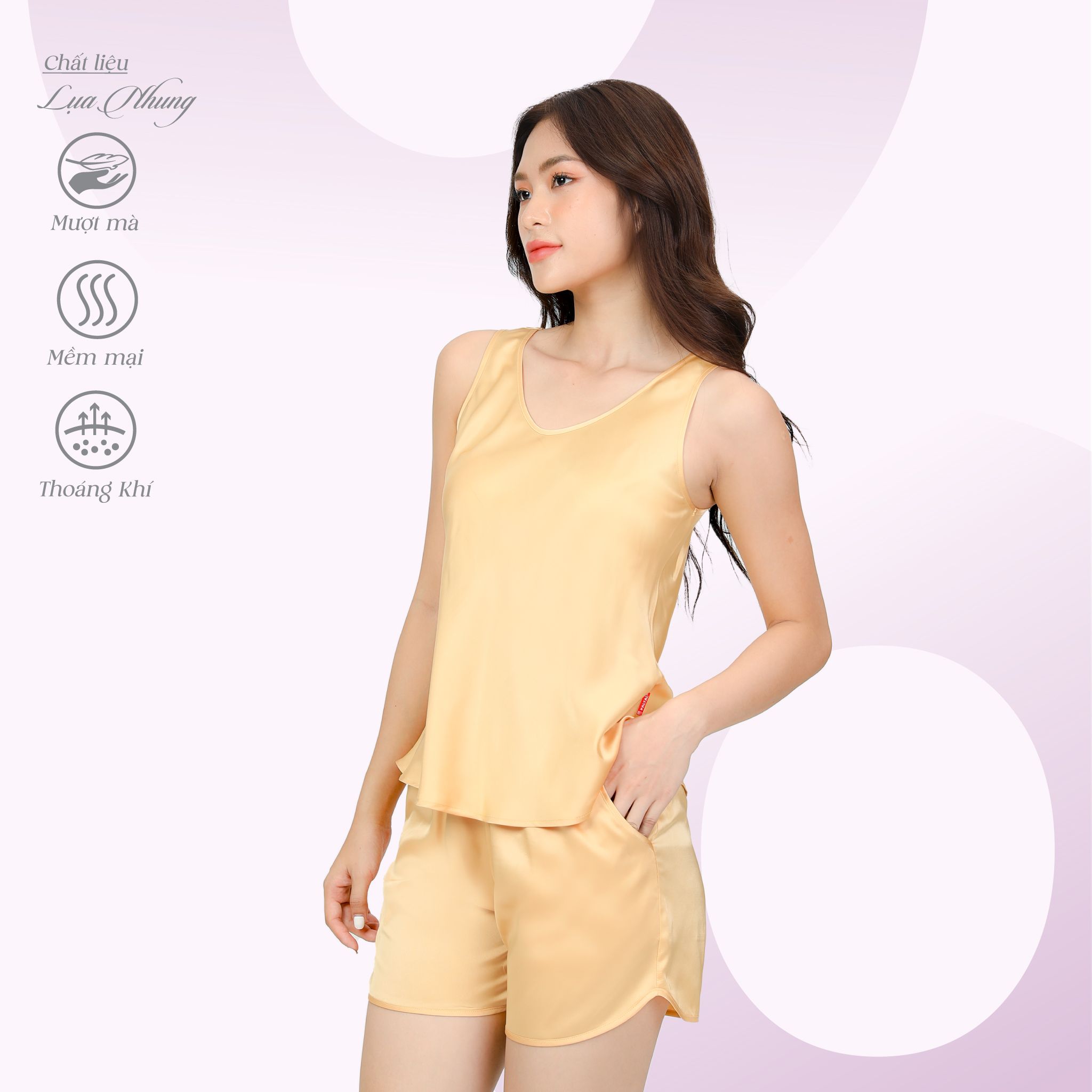 Set đồ bộ nữ kiểu quần đùi bản cao cấp lụa nhung 265p 5111