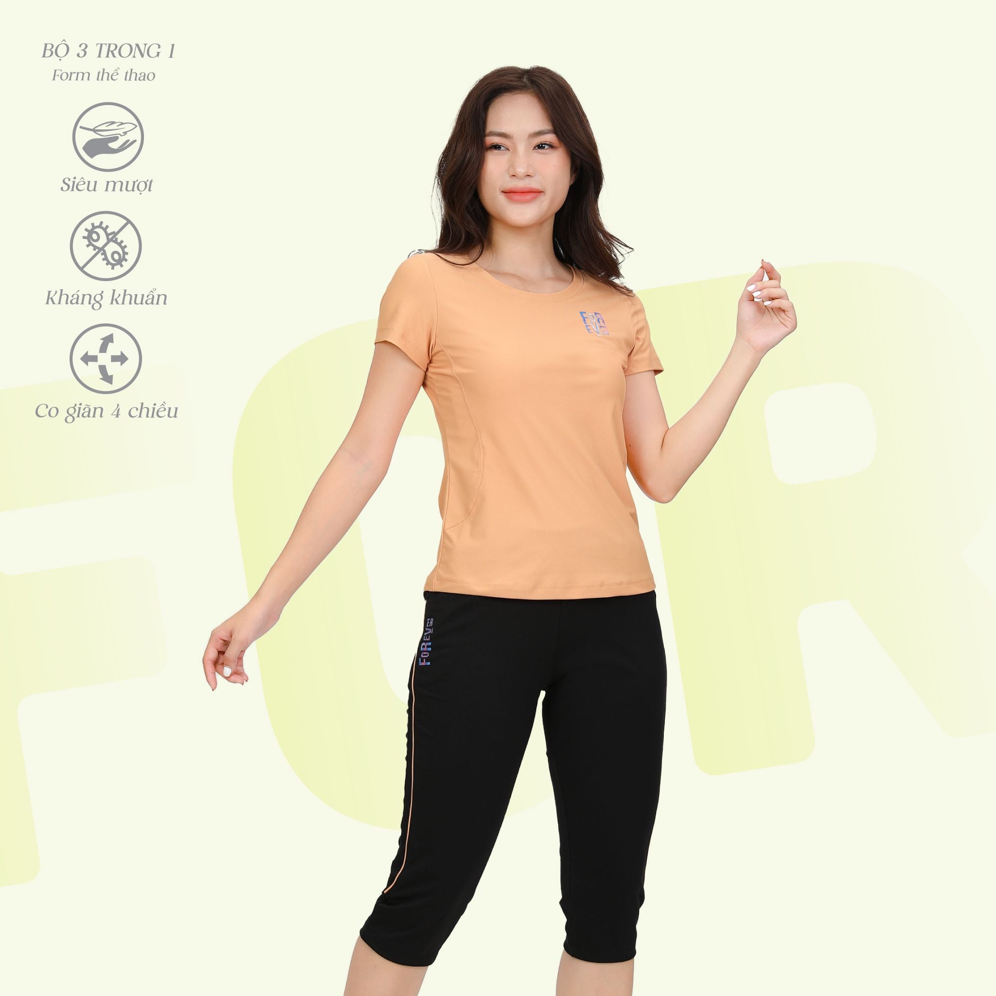 Bộ nữ thể thao chất silk lạnh kiểu quần lửng tay ngắn 374p 4304