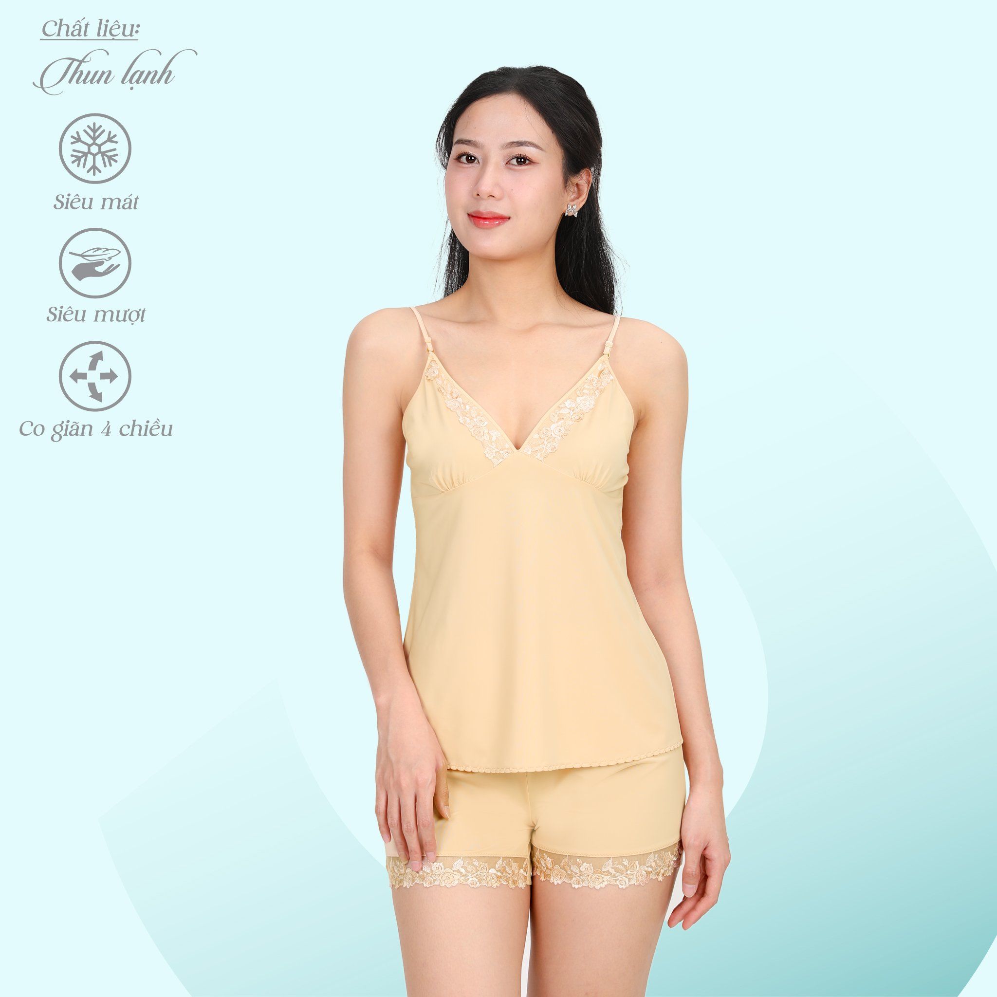 Set đồ bộ nữ kiểu quần đùi Dây chất thun lạnh siêu bền 015p 2137