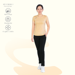 Set đồ bộ nữ kiểu thể thao tập gym, yoga kiểu quần dài tay ngắn chất melan lưới 343p 3410