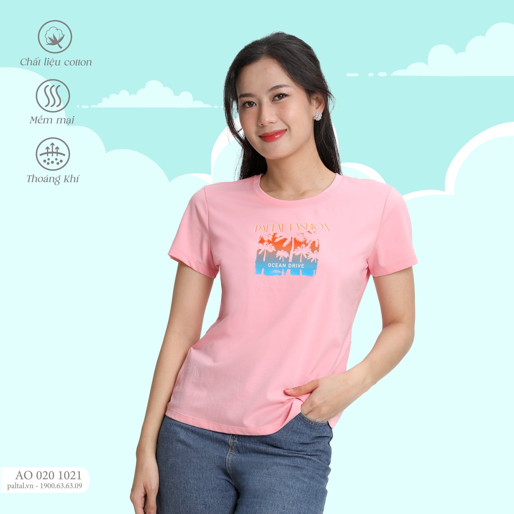 Áo thun nữ tay ngắn chất cotton siêu mát form suông 020p 1021