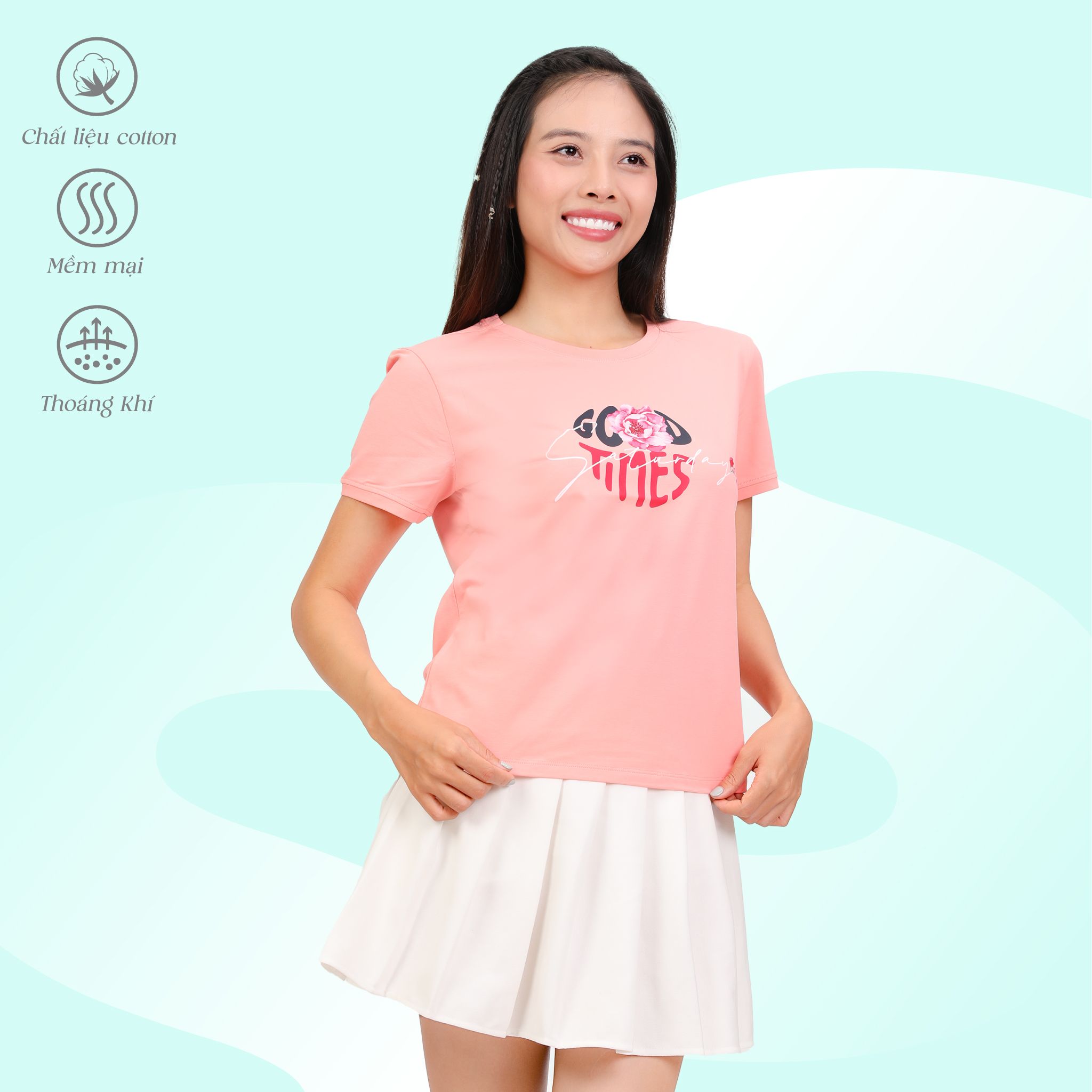 Áo thun nữ tay ngắn form cơ bản chất cotton siêu mát 020p 1992