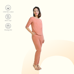 Set đồ bộ nữ kiểu quần dài tay lỡ chất cotton cvc mát 193p 3413