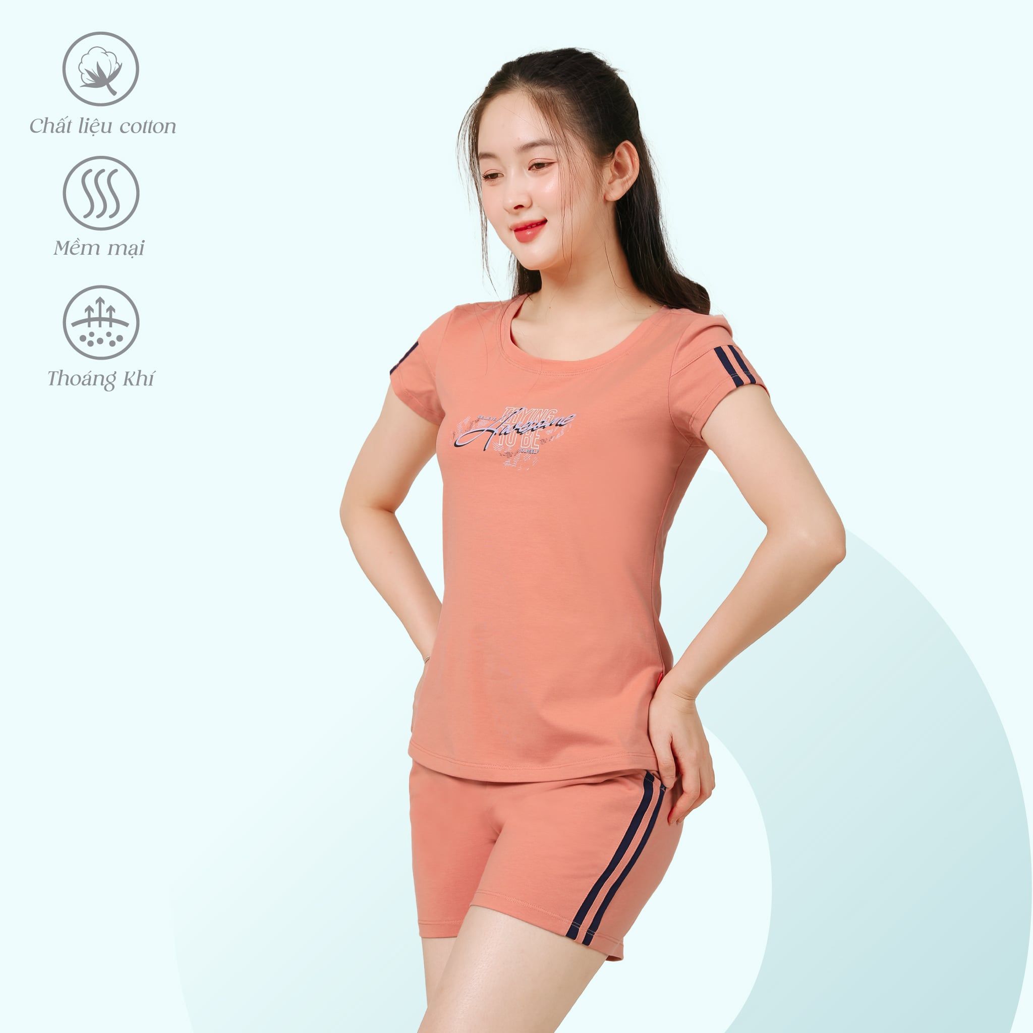 Set đồ bộ nữ kiểu quần đùi tay ngắn chất cotton siêu mát 195p 5232