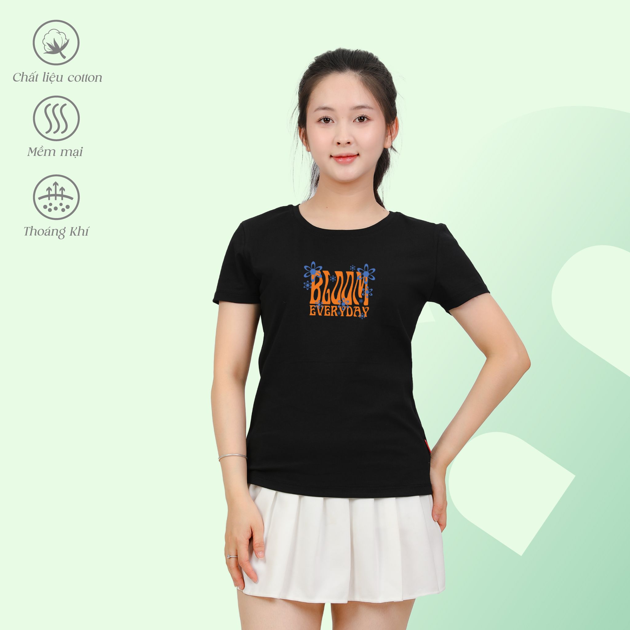 Áo thun nữ tay ngắn Cổ Tròn Form Suông chất cotton siêu mát 020p 0316