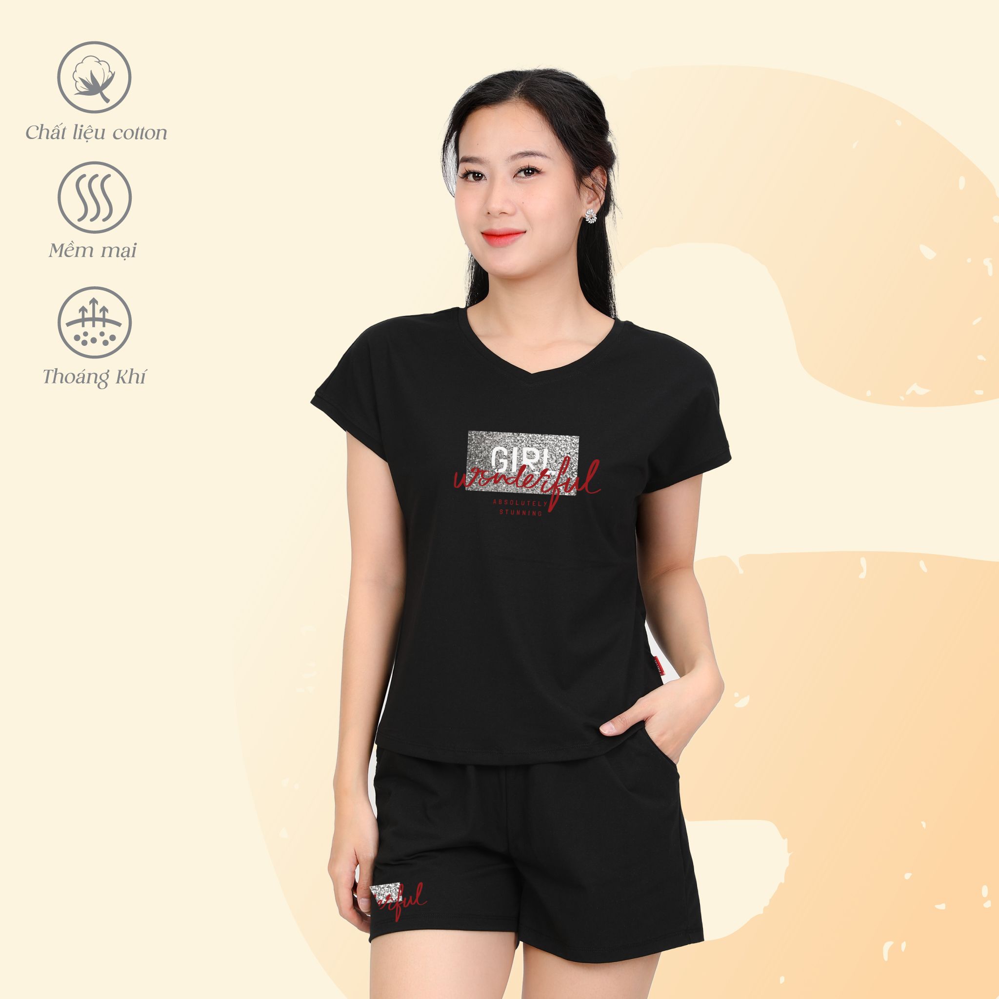Set đồ bộ nữ kiểu quần đùi tay liền chất cotton siêu mát 025p 5220