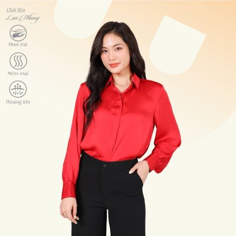 Áo Sơ Mi Tay Dài Thời Trang Chất Lụa Nhung 260p 0336