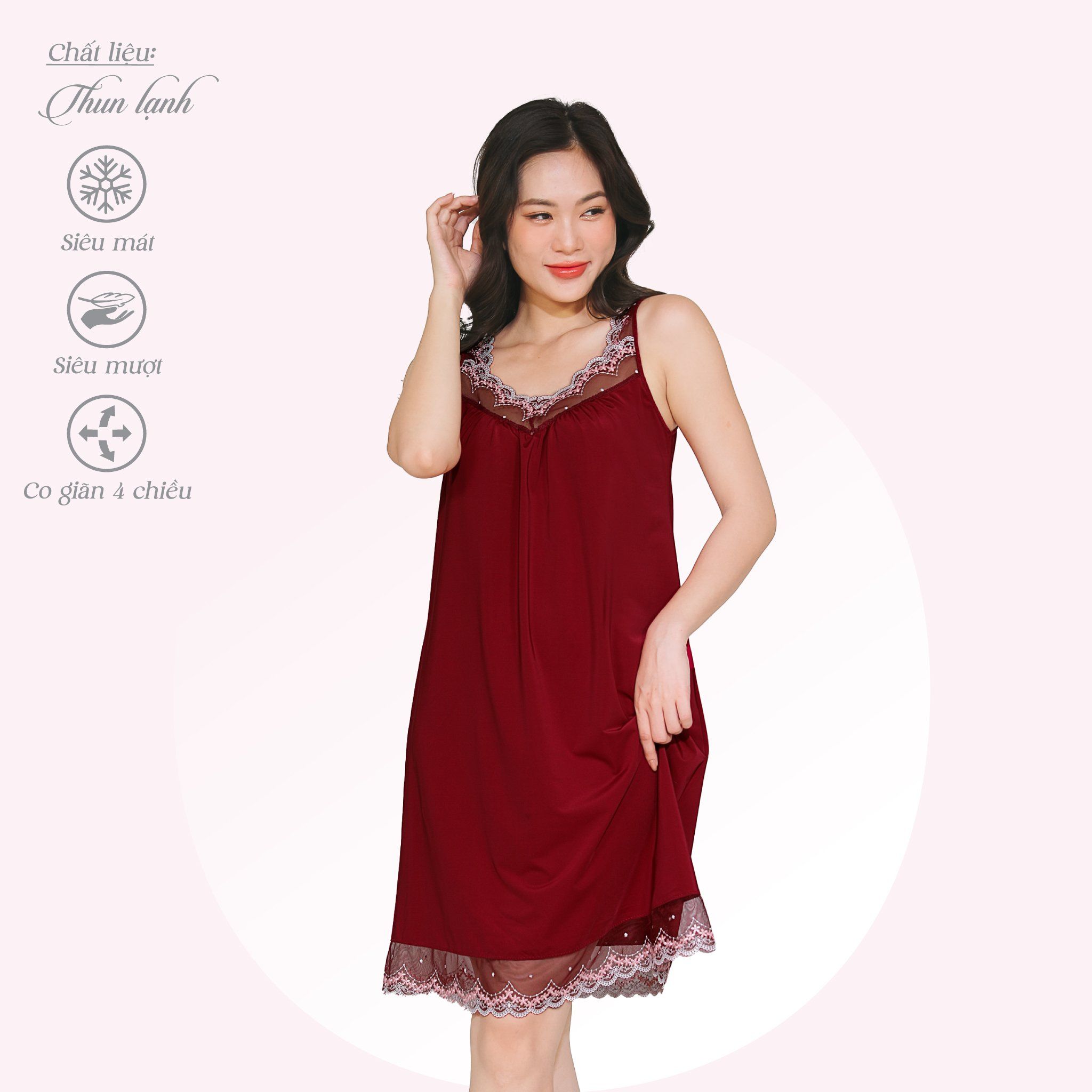 Áo ngủ, Váy ngủ bản chất thun lạnh siêu bền 012p 8029