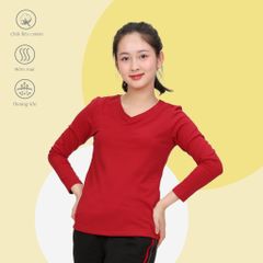 Áo thun nữ tay dài Cổ Tim chất cotton siêu mát 020p 0264