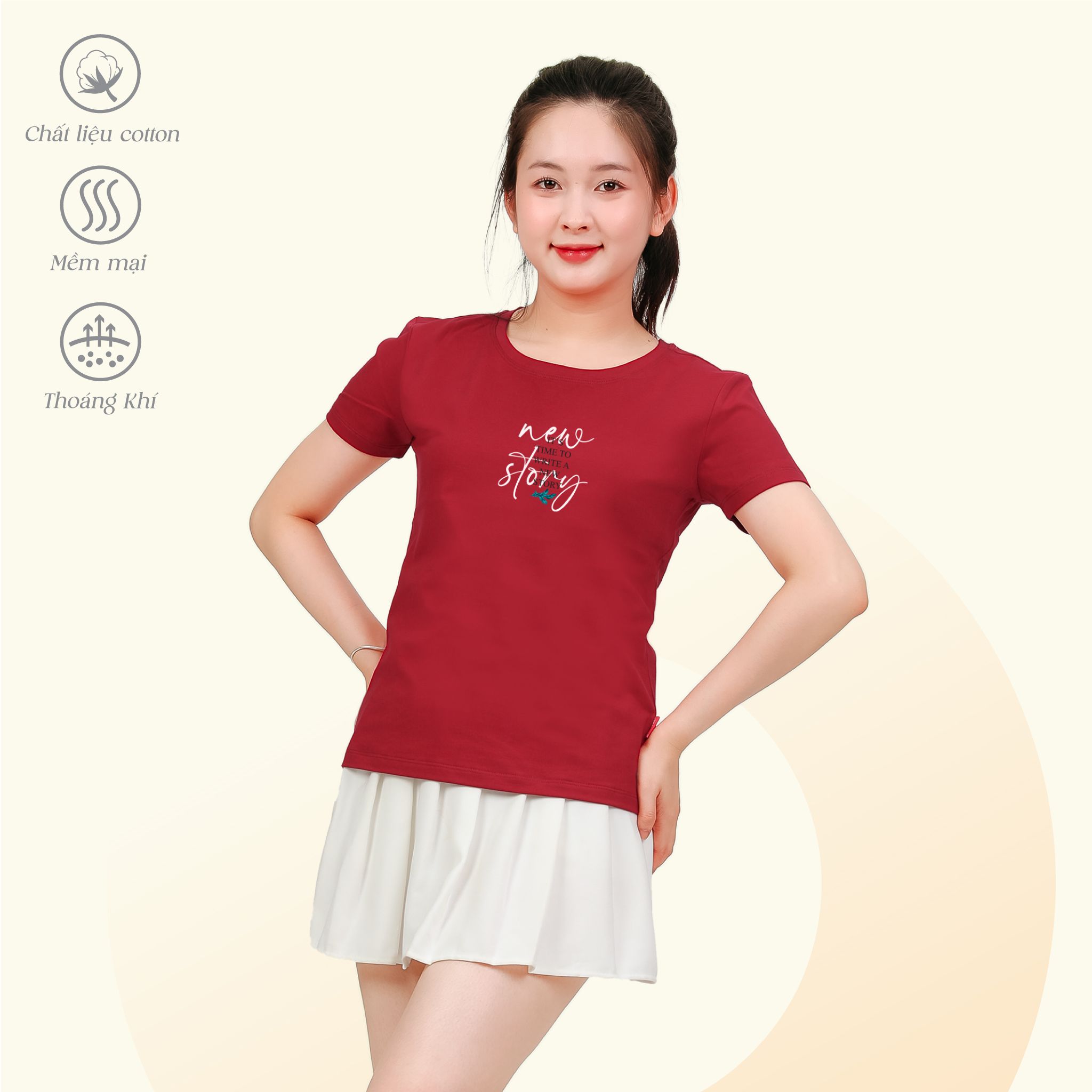 Áo Thun Tay Ngắn Cổ Tròn Form cơ bản Cotton 020p 0349