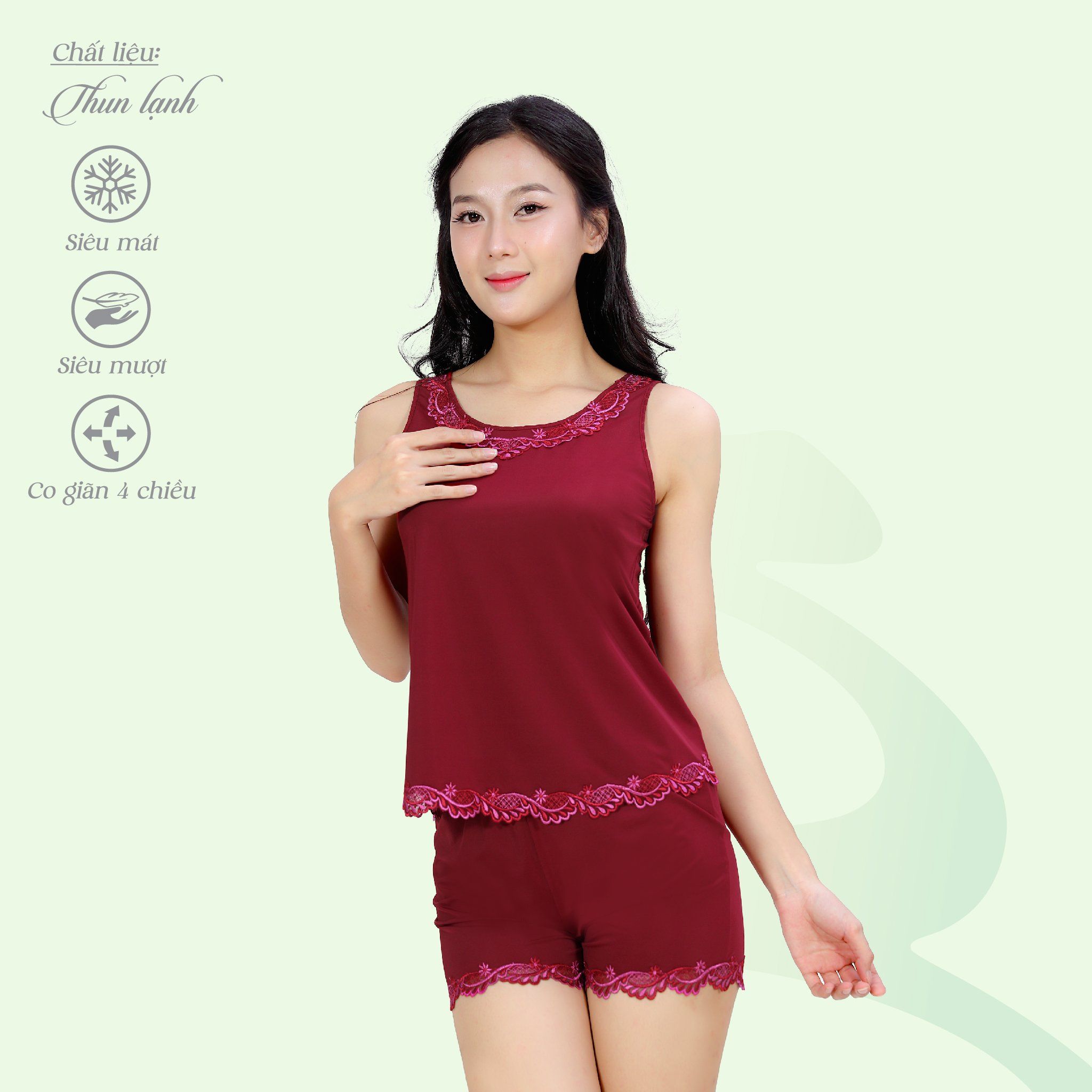 Set đồ bộ nữ kiểu quần đùi Bản chất thun lạnh siêu bền 015p 5137