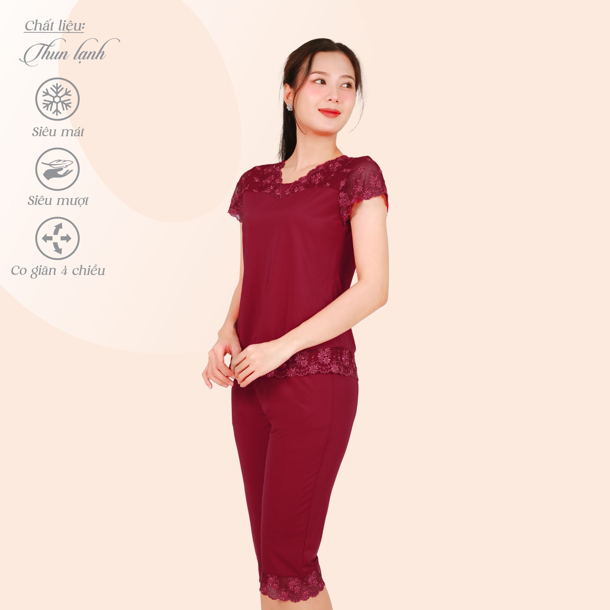 Set đồ bộ nữ kiểu quần lửng tay ngắn chất thun lạnh siêu bền 014p 7037